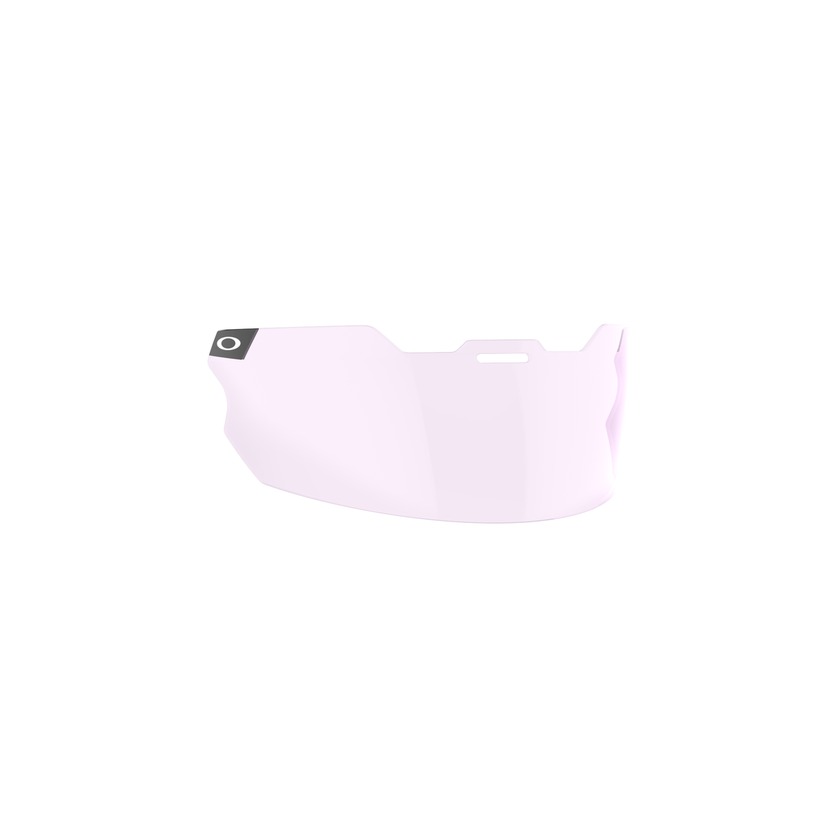 SCHUTT F7 Pro Switch football helmet visor by Oakley™ in prizm clear, featuring contoured design and mounting slot, shown on a white background.