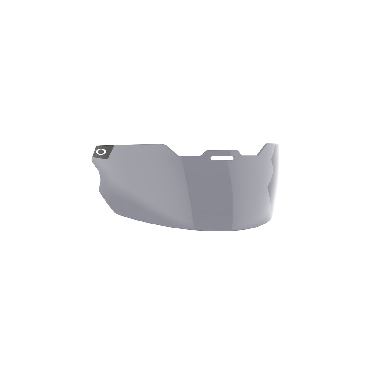 SCHUTT F7 Pro Switch football helmet visor by Oakley™ in gray tint, featuring contoured design and mounting slot, shown on a white background.