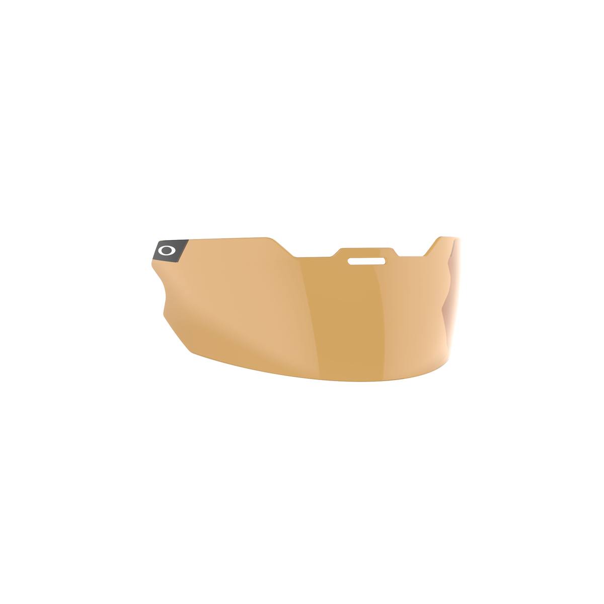 SCHUTT F7 Pro Switch football helmet visor by Oakley™ in prizm gold, featuring contoured design and mounting slot, shown on a white background.