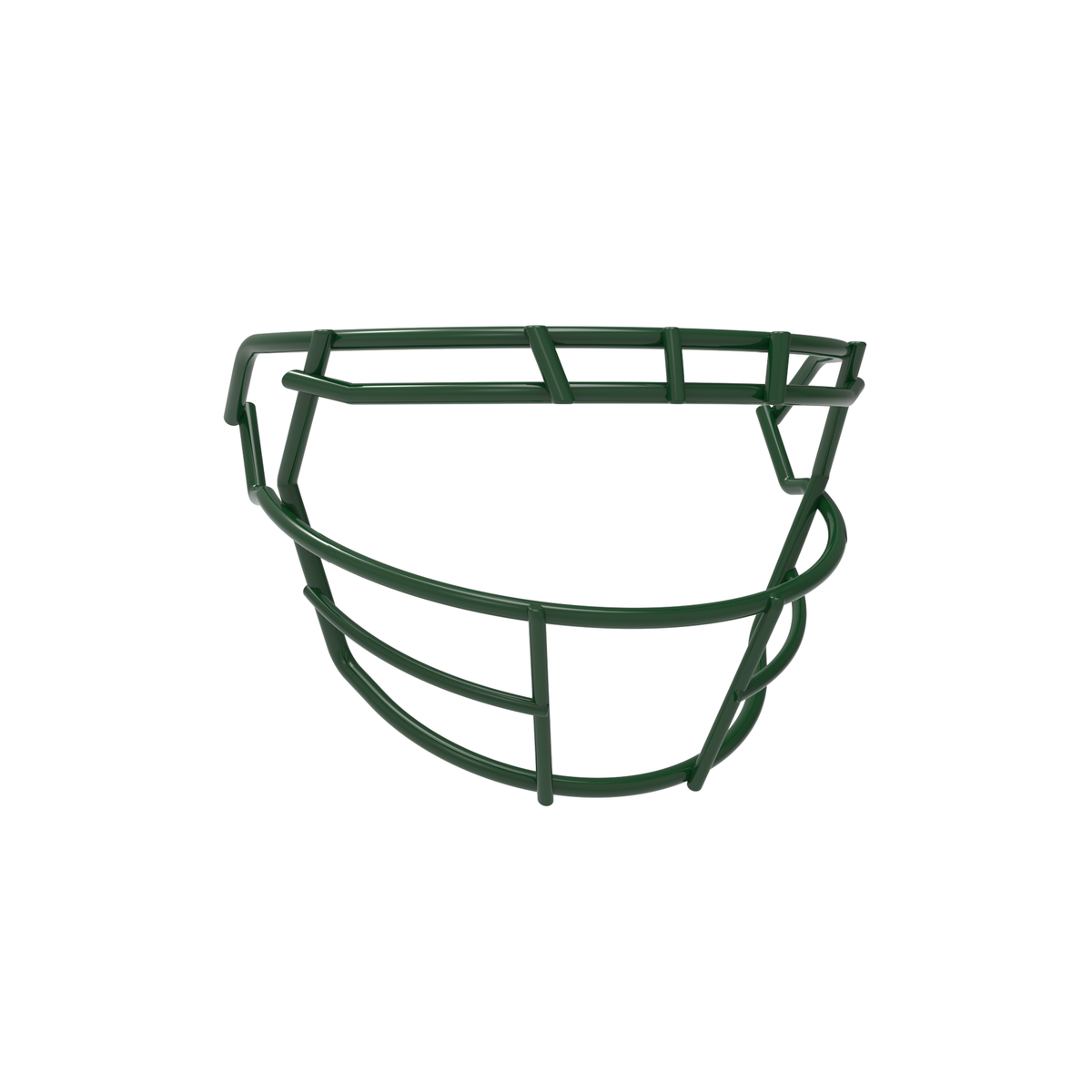 SCHUTT F7 ROPO-SW-808-NB-VC football facemask in dark green finish, featuring single upper bar, reinforced side wiring, and extended lower guard, shown on a white background.