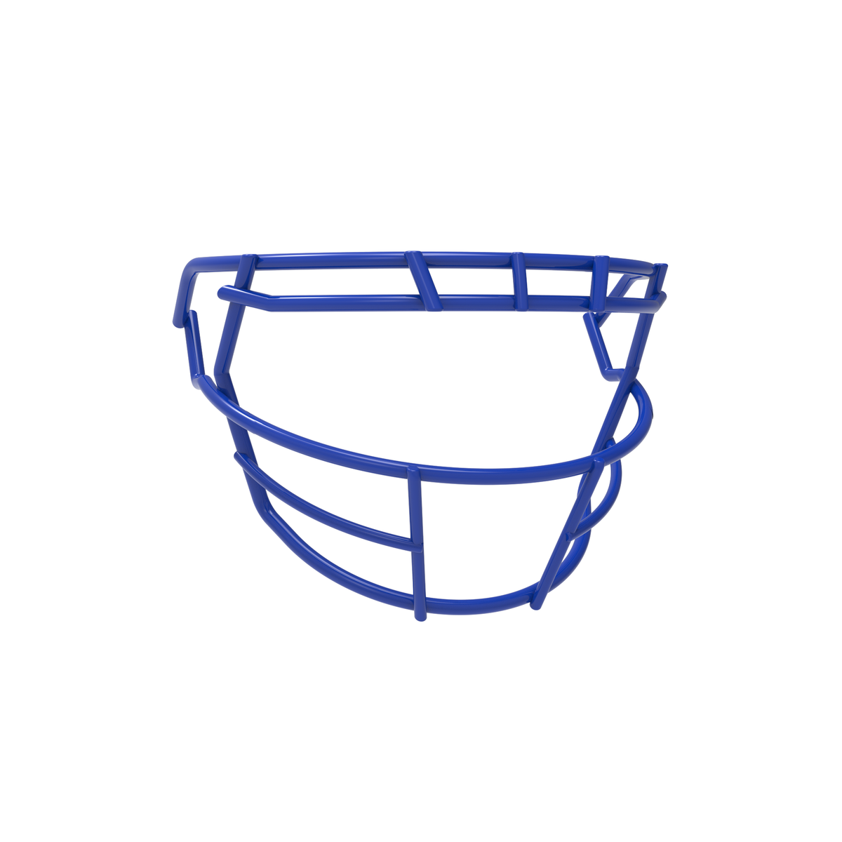 SCHUTT F7 ROPO-SW-808-NB-VC football facemask in royal blue finish, featuring single upper bar, reinforced side wiring, and extended lower guard, shown on a white background.