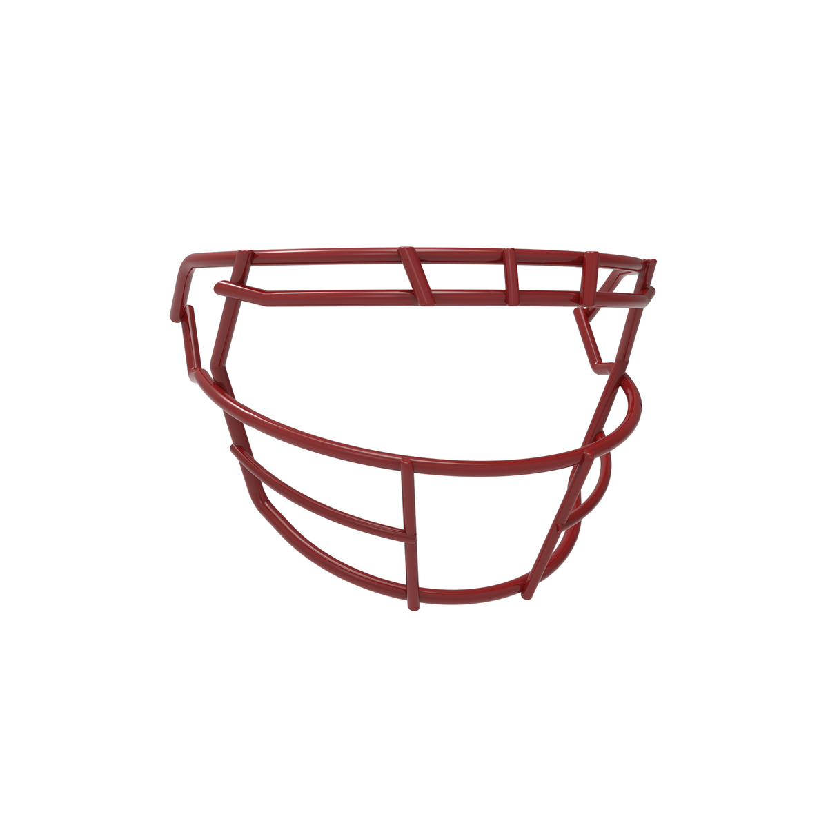 SCHUTT F7 ROPO-SW-808-NB-VC football facemask in cardinal finish, featuring single upper bar, reinforced side wiring, and extended lower guard, shown on a white background.