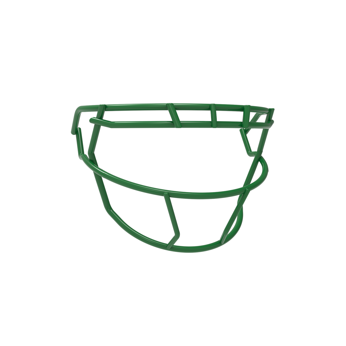 SCHUTT F7 ROPO-SW-II-NB-VC football facemask in kelly green finish, featuring single upper bar, streamlined side wiring, and extended lower guard, shown on a white background.