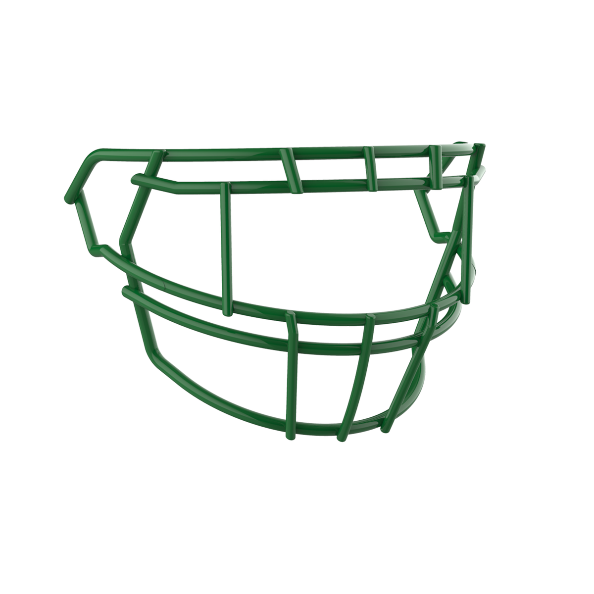 SCHUTT F7 EGOP II-DW-NB-VC football facemask in kelly green with extended lower bar design, displayed on a white background.