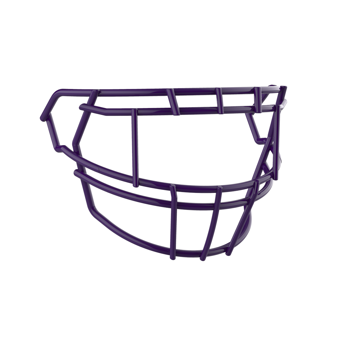 SCHUTT F7 EGOP II-DW-NB-VC football facemask in purple with extended lower bar design, displayed on a white background.