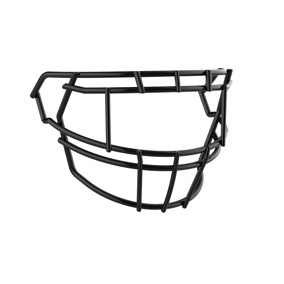SCHUTT F7 EGOP II-DW-NB-VC football facemask in black with extended lower bar design, displayed on a white background.