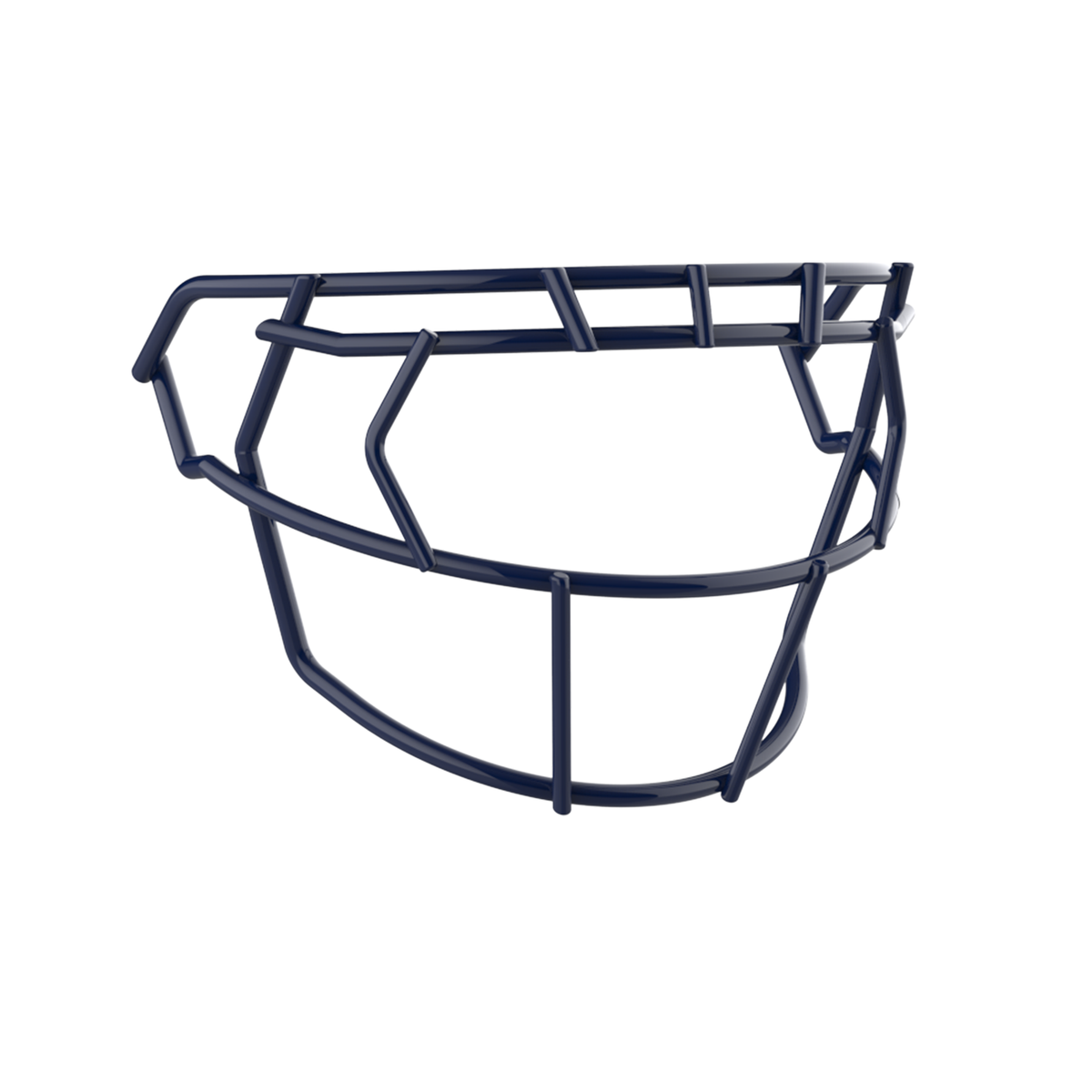 SCHUTT F7 EGOP III-NB-VC football facemask in navy with reinforced upper and lower bar configuration, shown on a white background.