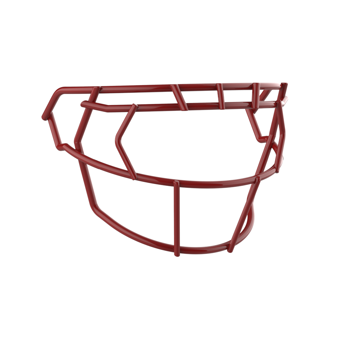 SCHUTT F7 EGOP III-NB-VC football facemask in cardinal with reinforced upper and lower bar configuration, shown on a white background.