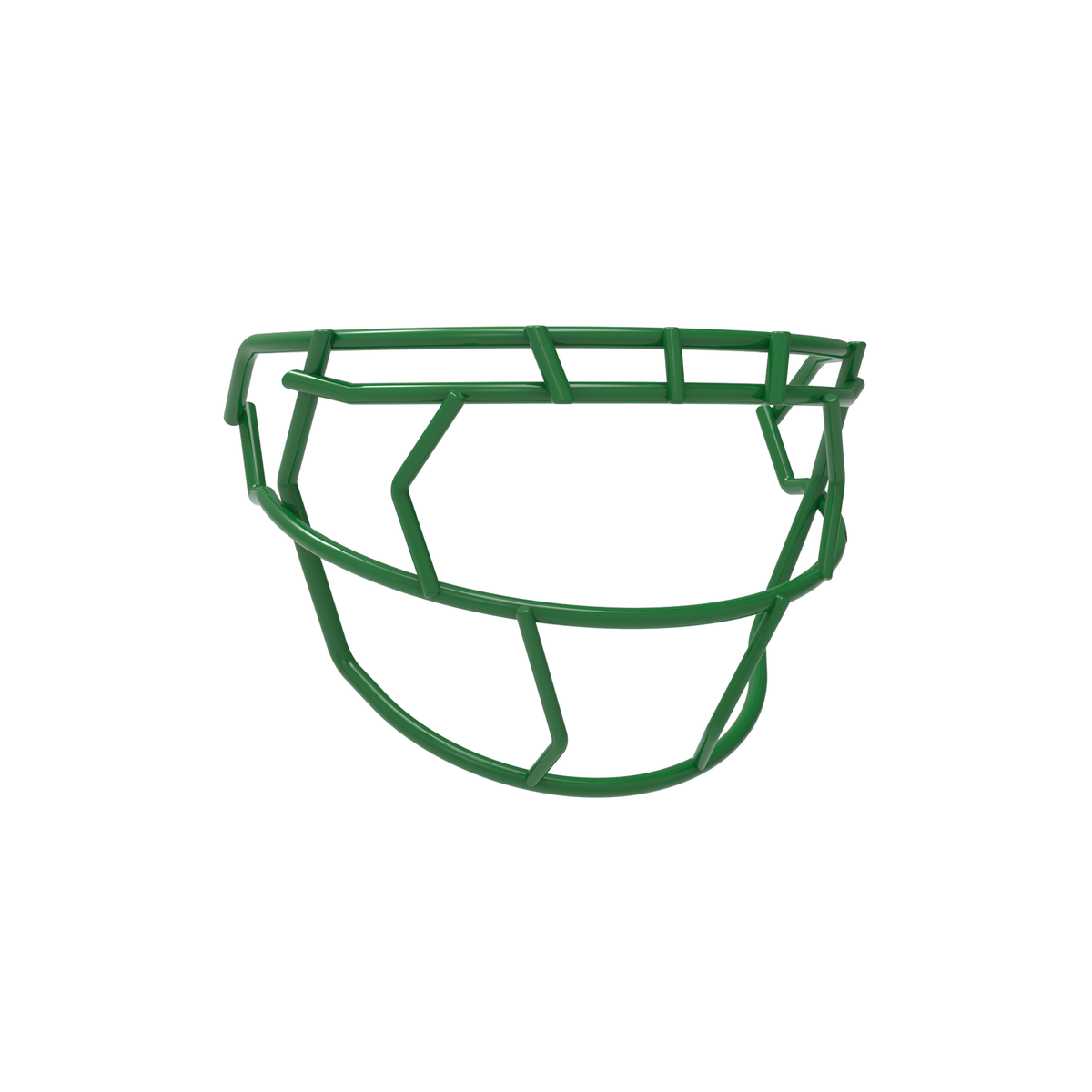 SCHUTT F7 EGOP VI-NB-VC football facemask in kelly green with single diagonal eye bar and extended lower guard, displayed on a white background.