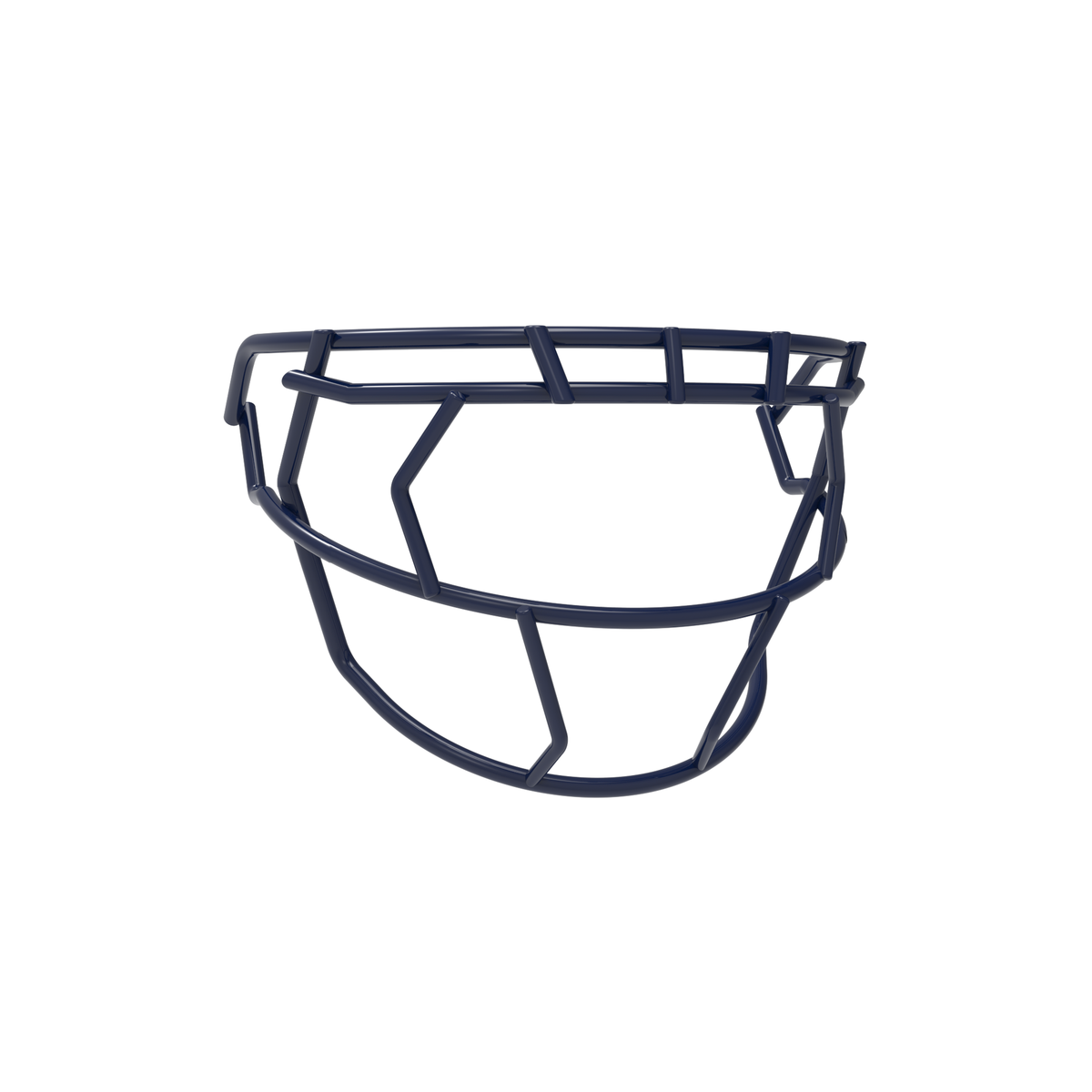 SCHUTT F7 EGOP VI-NB-VC football facemask in navy with single diagonal eye bar and extended lower guard, displayed on a white background.