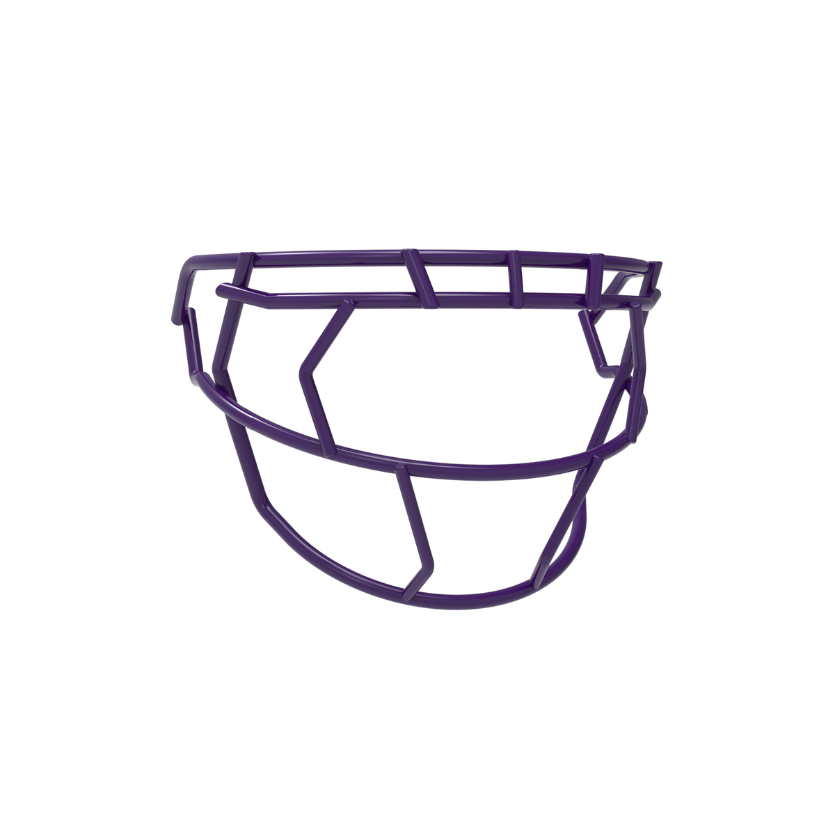 SCHUTT F7 EGOP VI-NB-VC football facemask in purple with single diagonal eye bar and extended lower guard, displayed on a white background.