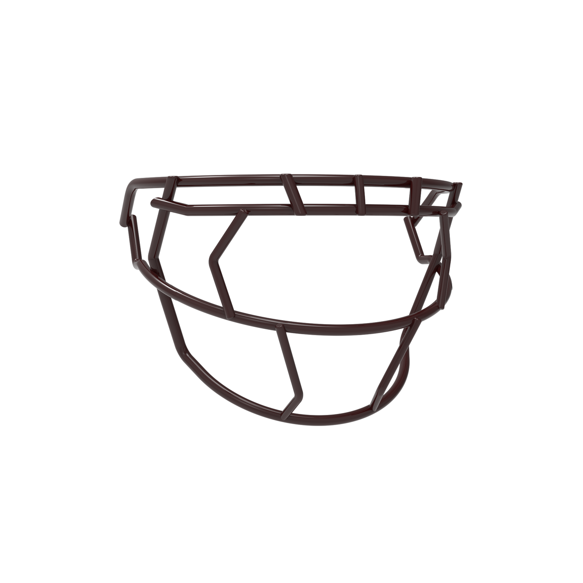 SCHUTT F7 EGOP VI-NB-VC football facemask in maroon with single diagonal eye bar and extended lower guard, displayed on a white background.