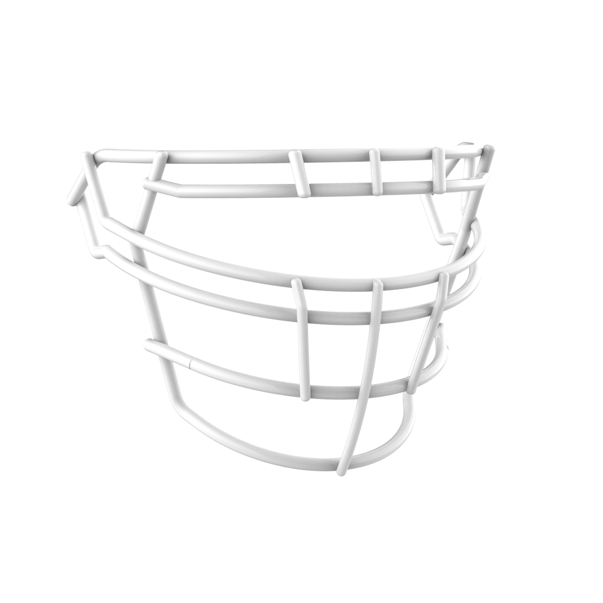 SCHUTT F7 RJOP-DW-NB football facemask in white finish, featuring reinforced double horizontal bars and extended lower guard, shown on a white background.