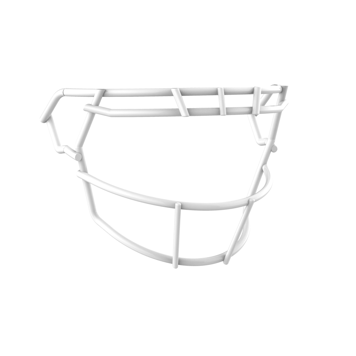 SCHUTT F7 RKOP-NB-VC football facemask in white finish, featuring single upper bar with vertical center support and extended lower guard, shown on a white background.