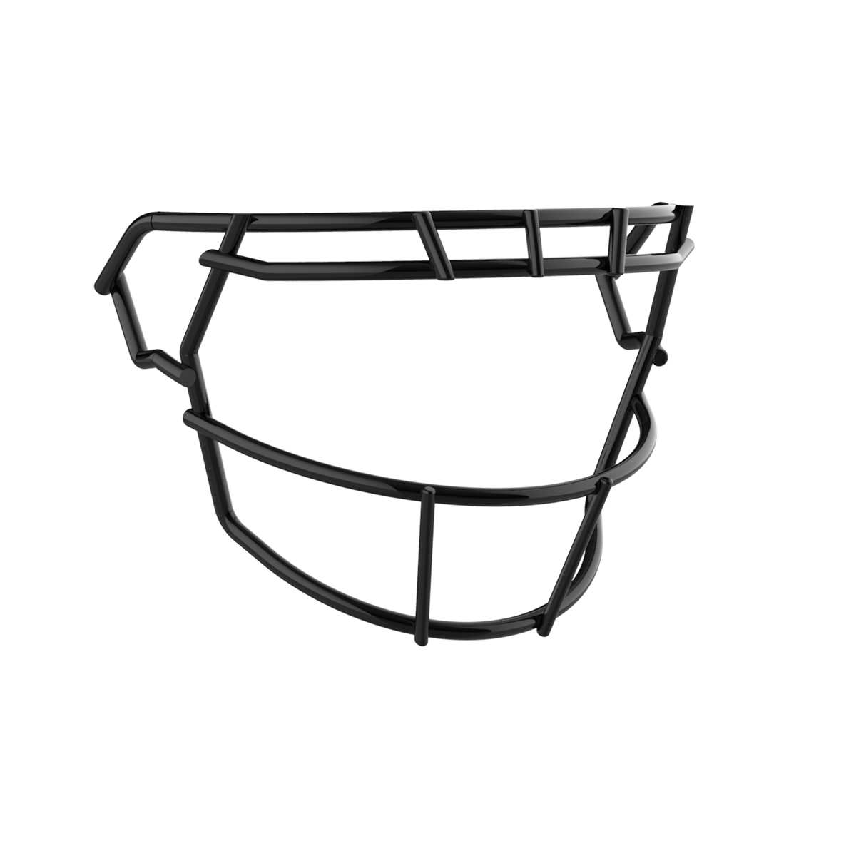 SCHUTT F7 RKOP-NB-VC football facemask in black finish, featuring single upper bar with vertical center support and extended lower guard, shown on a white background.