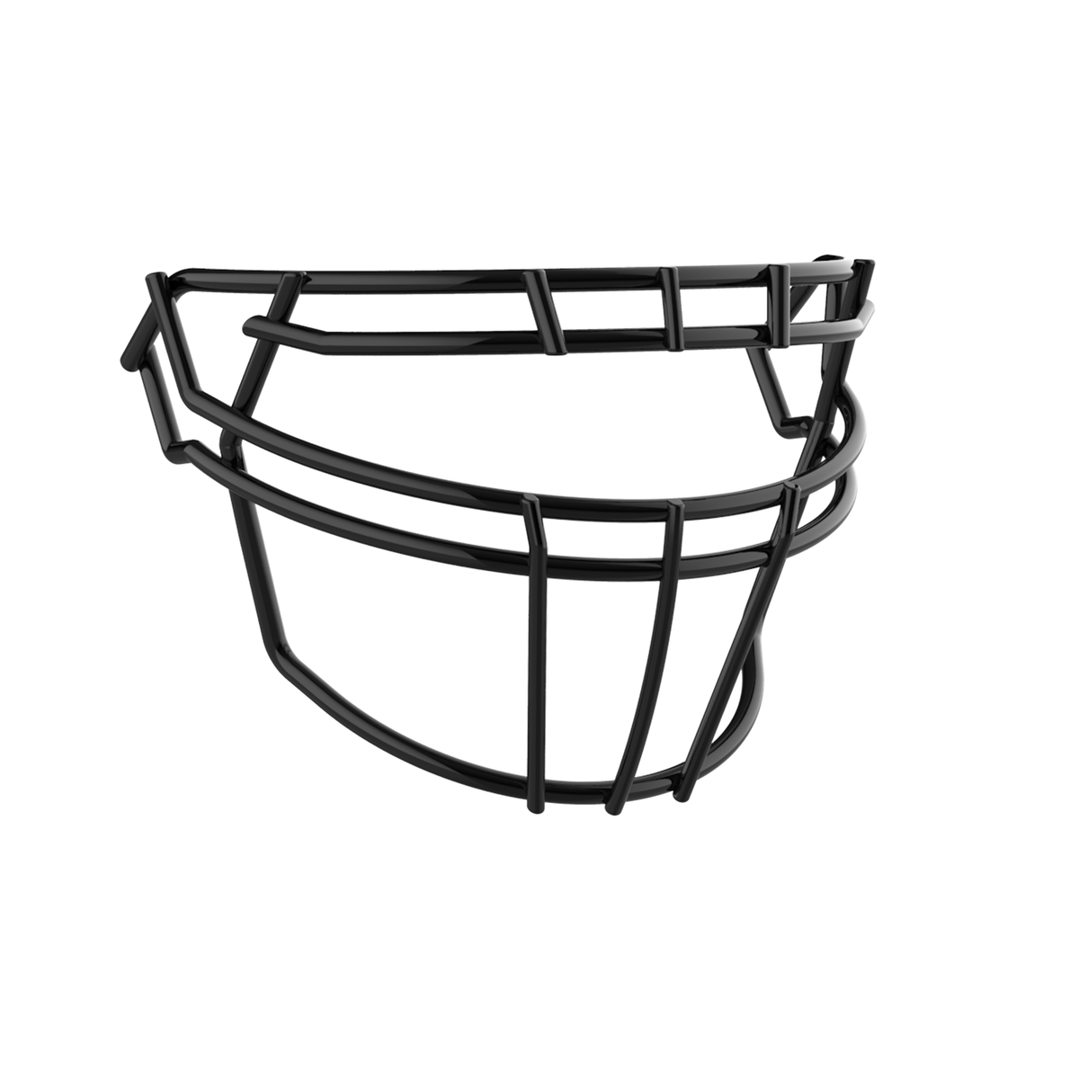 SCHUTT F7 ROPO-DW-NB-VC football facemask in black finish, featuring double upper bars, multiple vertical supports, and extended lower guard, shown on a white background.