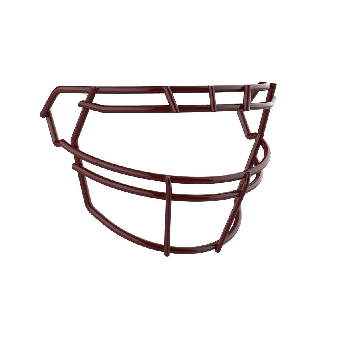 SCHUTT F7 ROPO-NB-VC football facemask in maroon finish, featuring single upper bar, vertical center supports, and extended lower guard, shown on a white background.