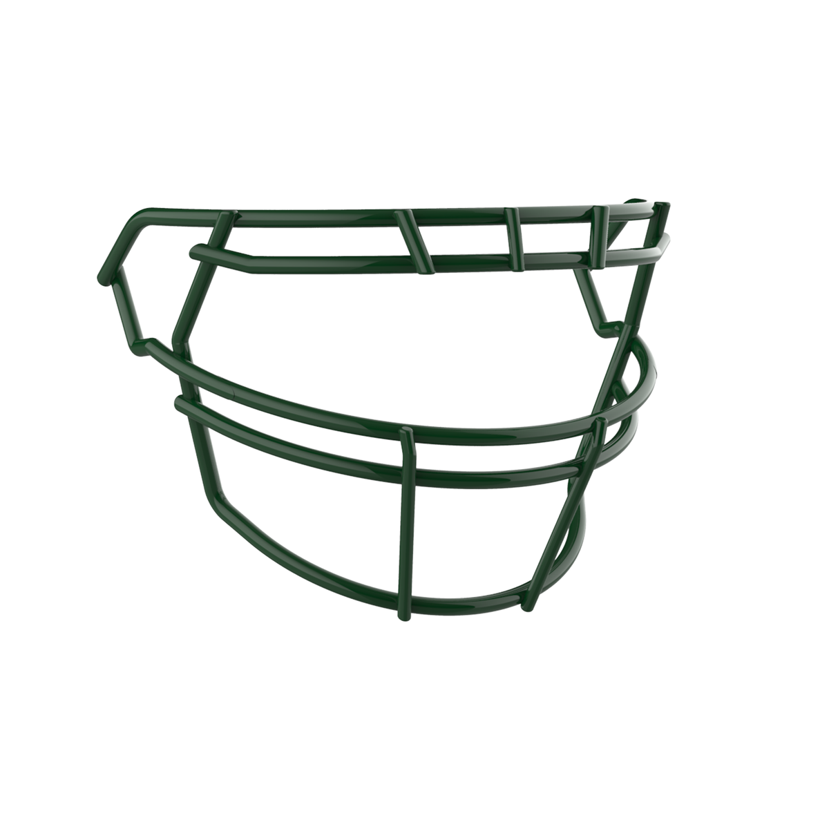 SCHUTT F7 ROPO-NB-VC football facemask in dark green finish, featuring single upper bar, vertical center supports, and extended lower guard, shown on a white background.