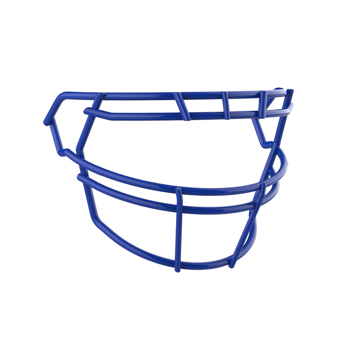 SCHUTT F7 ROPO-NB-VC football facemask in royal blue finish, featuring single upper bar, vertical center supports, and extended lower guard, shown on a white background.