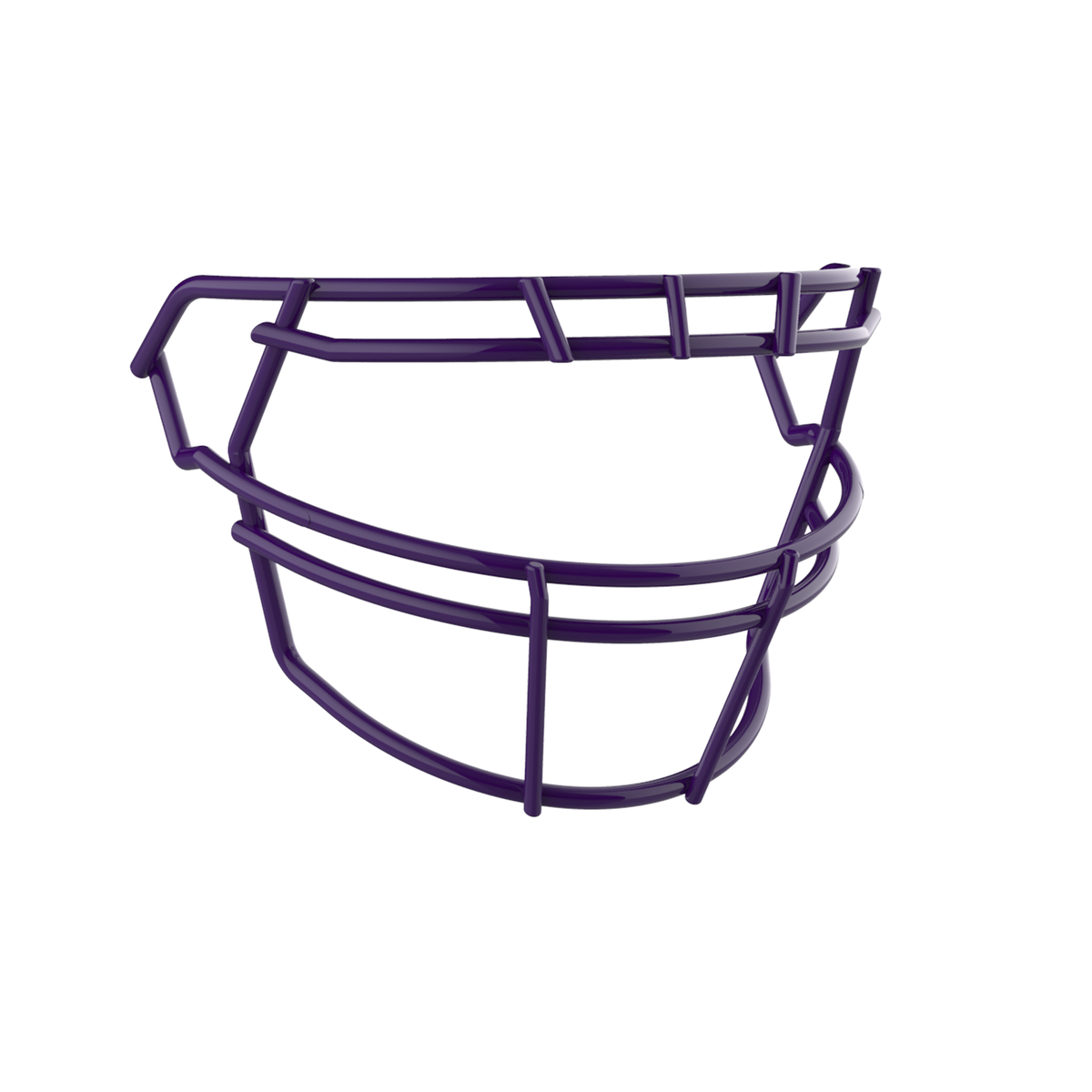SCHUTT F7 ROPO-NB-VC football facemask in purple finish, featuring single upper bar, vertical center supports, and extended lower guard, shown on a white background.