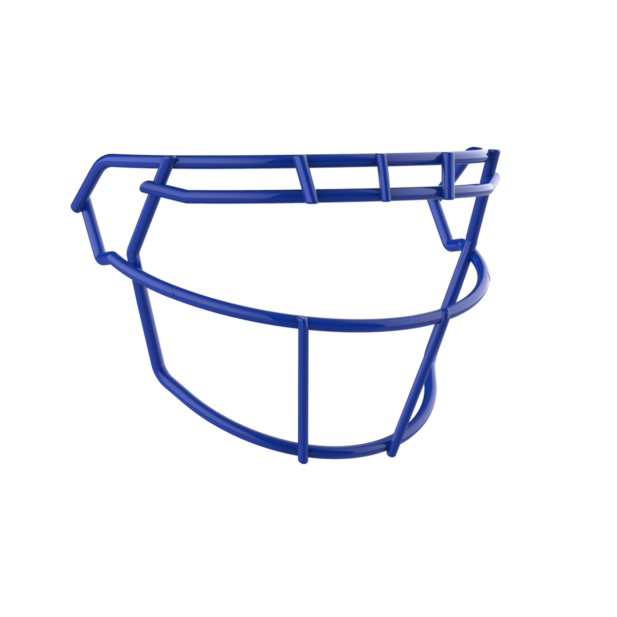 SCHUTT F7 ROPO-SW-NB-VC football facemask in royal blue finish, featuring single upper bar, vertical center support, and extended lower guard, shown on a white background.