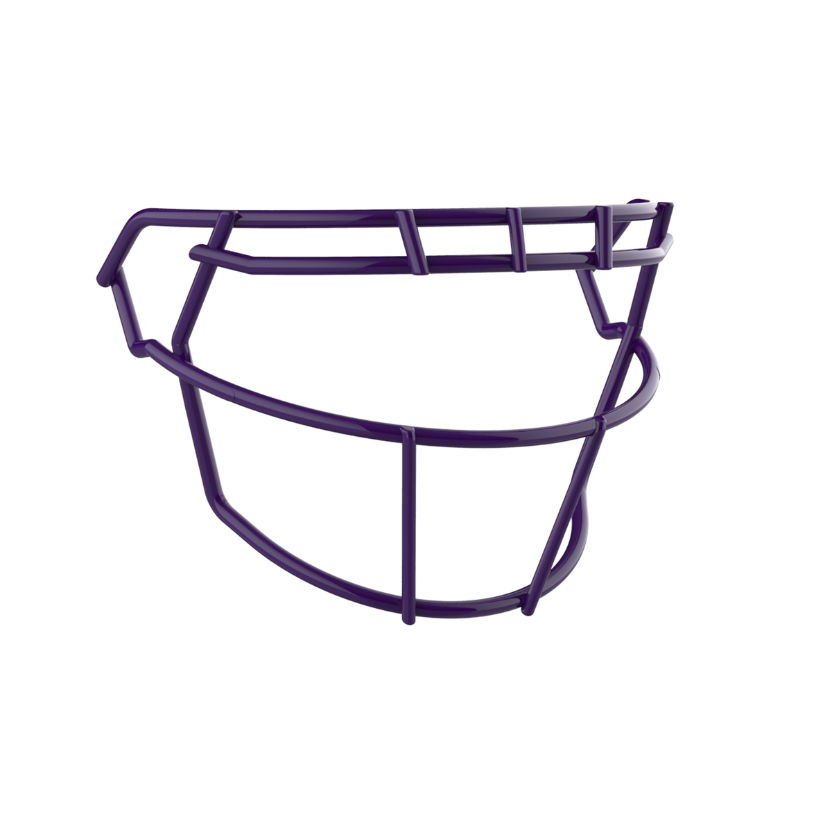 SCHUTT F7 ROPO-SW-NB-VC football facemask in purple finish, featuring single upper bar, vertical center support, and extended lower guard, shown on a white background.