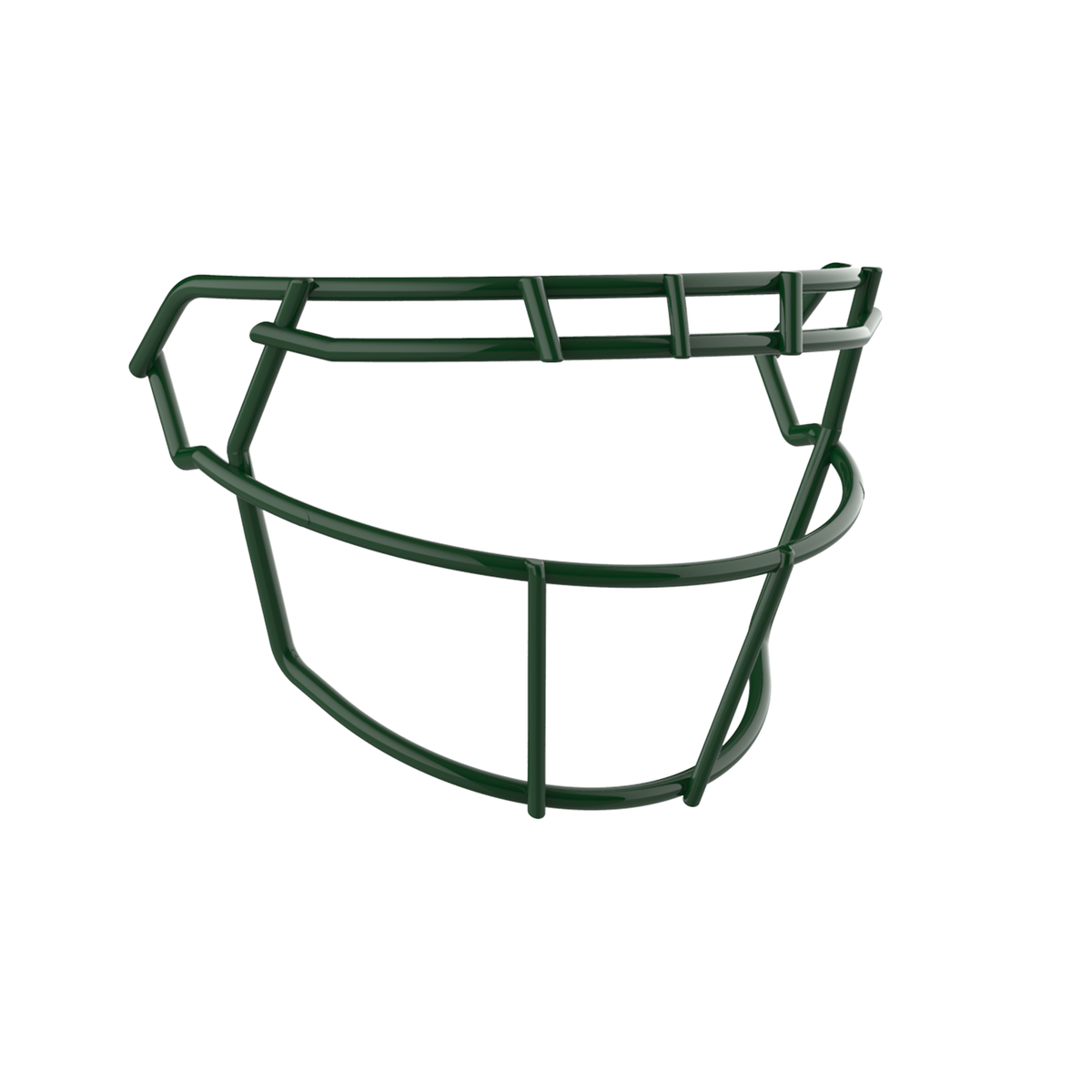SCHUTT F7 ROPO-SW-NB-VC football facemask in dark green finish, featuring single upper bar, vertical center support, and extended lower guard, shown on a white background.