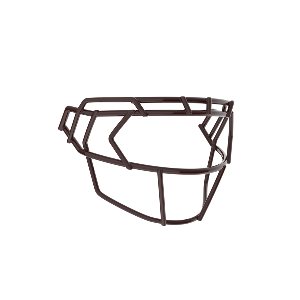 Schutt F7X-EGOP III maroon football facemask with extended eye guard and reinforced wire frame design