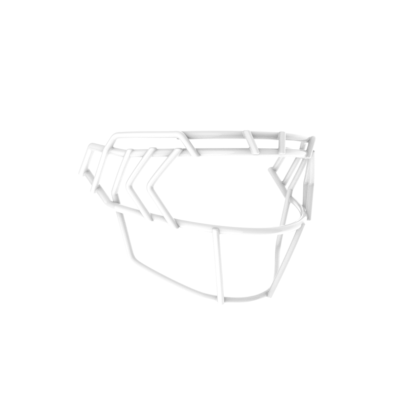 Schutt F7X-EGOP IV white football facemask with extended eye guard and reinforced multi-bar wire design