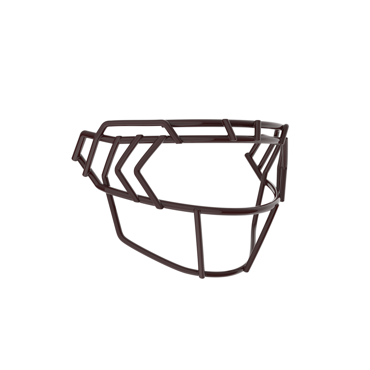 Schutt F7X-EGOP IV maroon football facemask with extended eye guard and reinforced multi-bar wire design