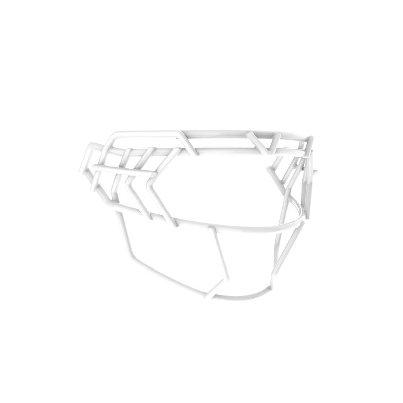 Schutt F7X-EGOP V white football facemask with extended eye guard and reinforced multi-bar wire frame