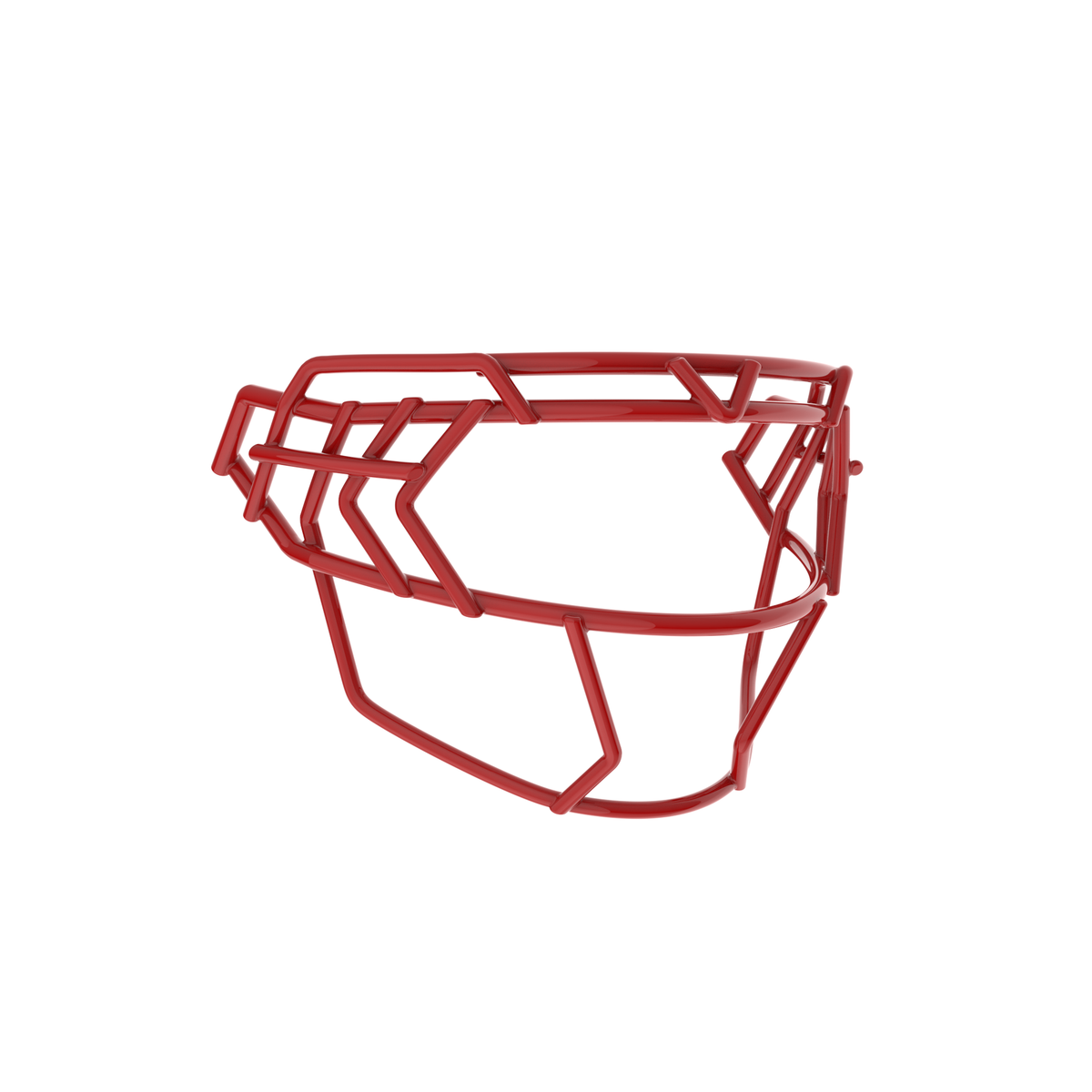 Schutt F7X-EGOP V scarlet football facemask with extended eye guard and reinforced multi-bar wire frame