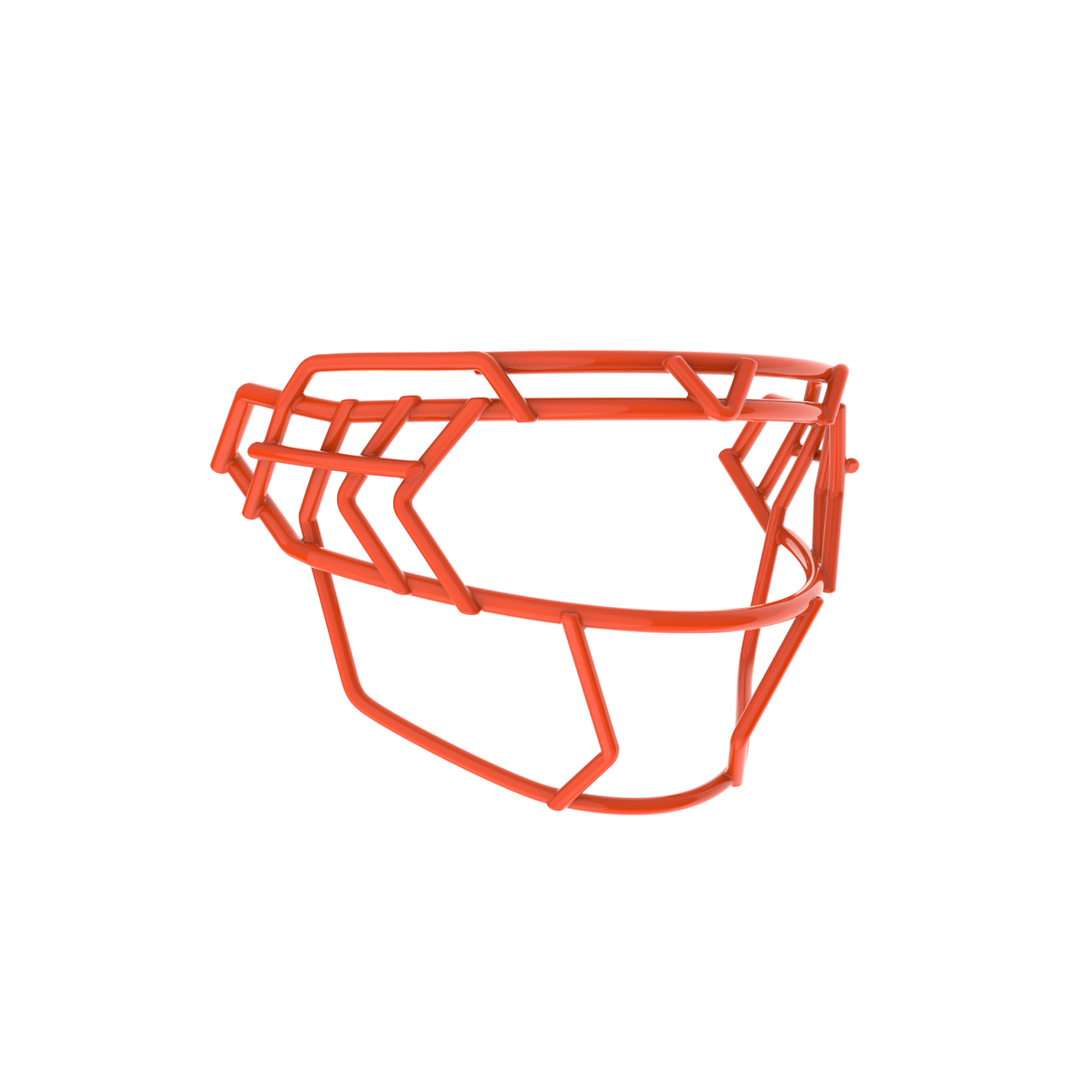 Schutt F7X-EGOP V orange football facemask with extended eye guard and reinforced multi-bar wire frame
