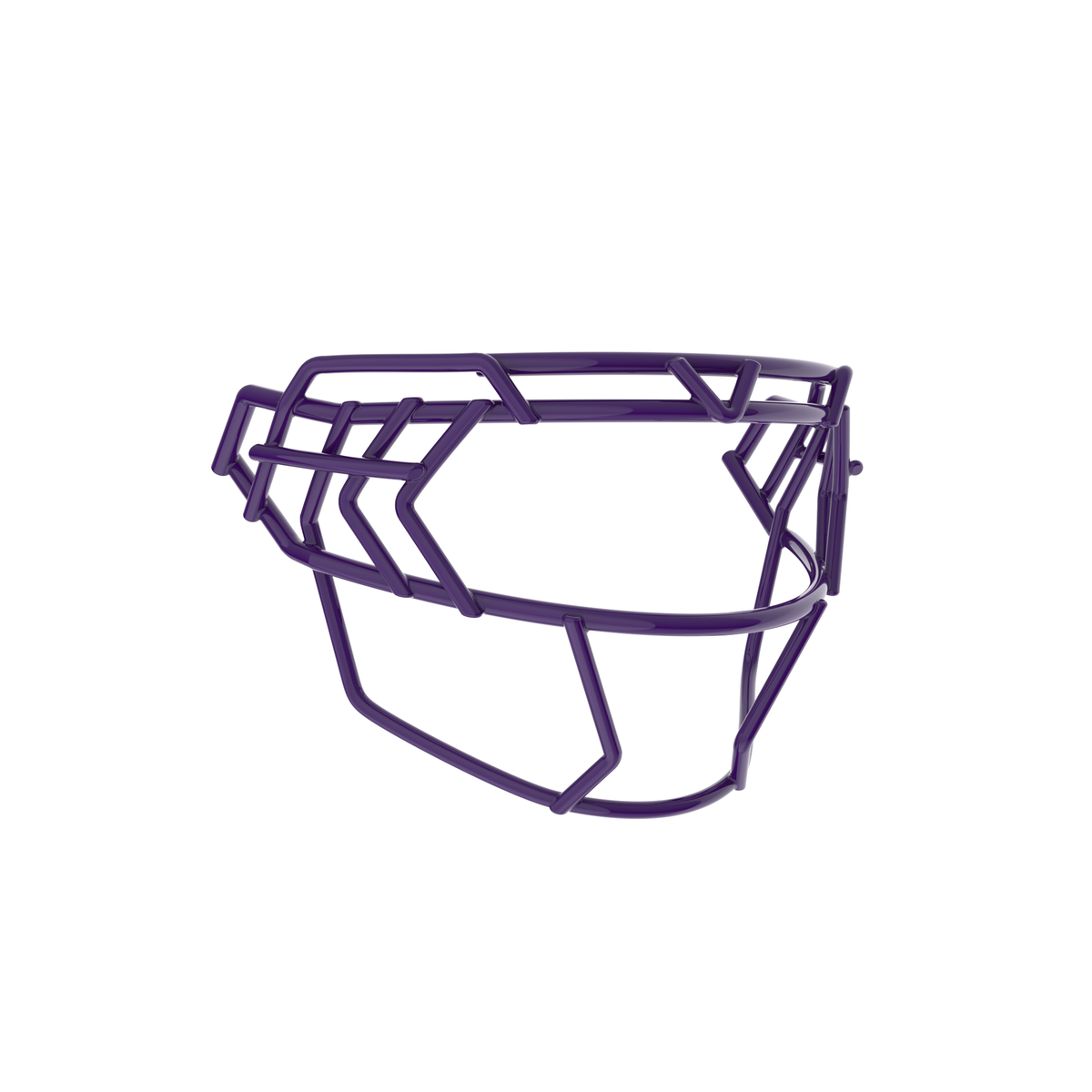 Schutt F7X-EGOP V purple football facemask with extended eye guard and reinforced multi-bar wire frame