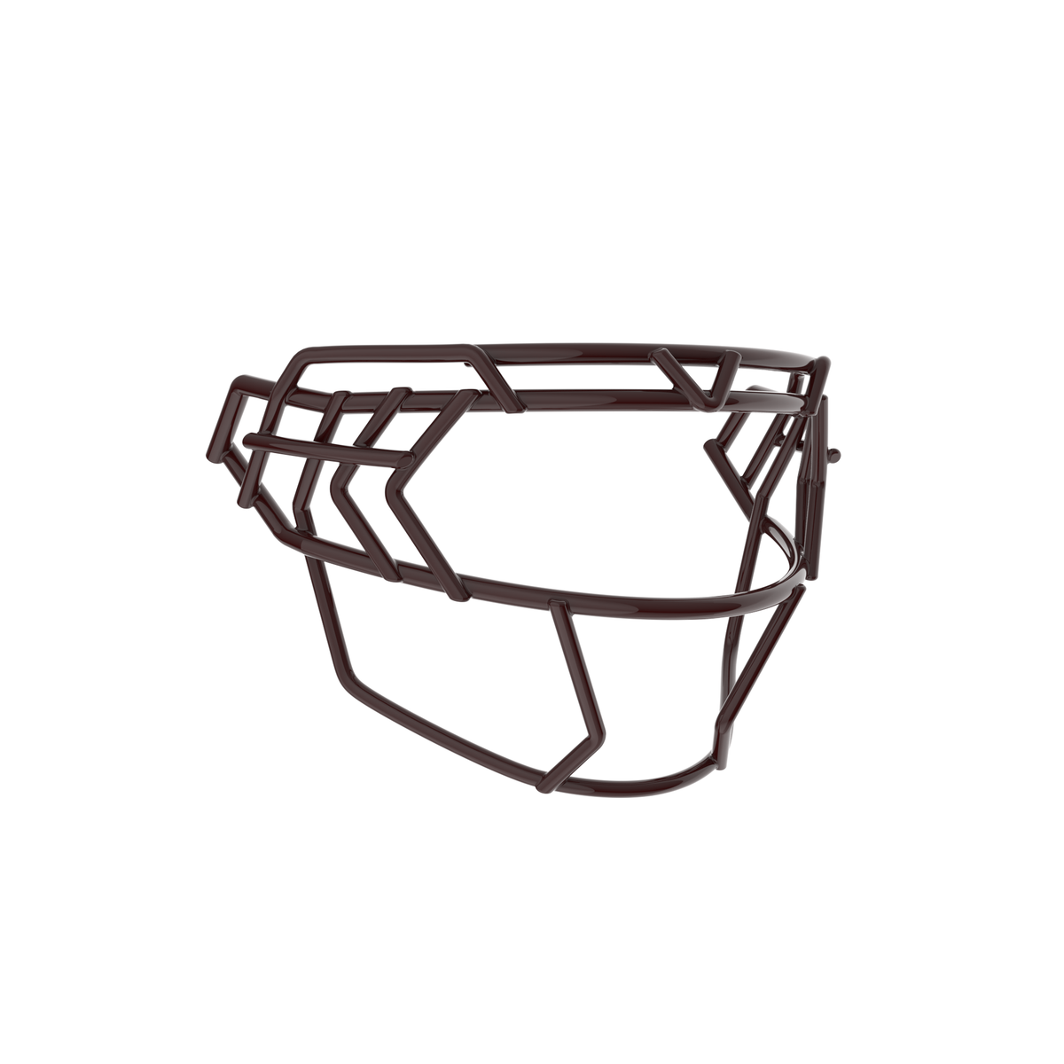 Schutt F7X-EGOP V maroon football facemask with extended eye guard and reinforced multi-bar wire frame