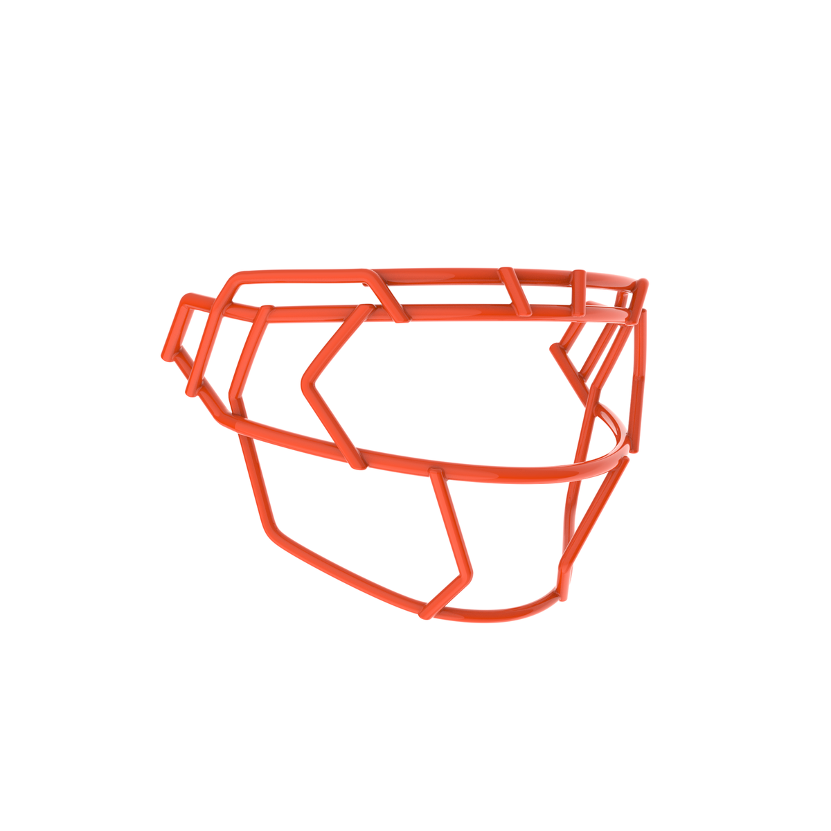 Schutt F7X-EGOP VI orange football facemask with extended eye guard and reinforced wire frame design