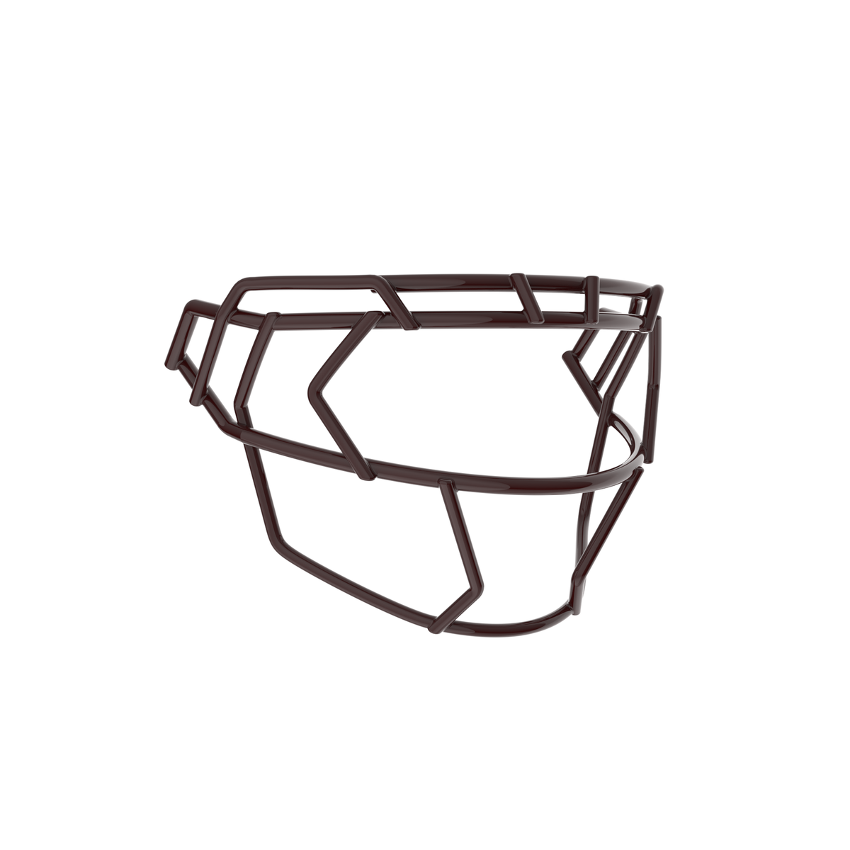 Schutt F7X-EGOP VI maroon football facemask with extended eye guard and reinforced wire frame design