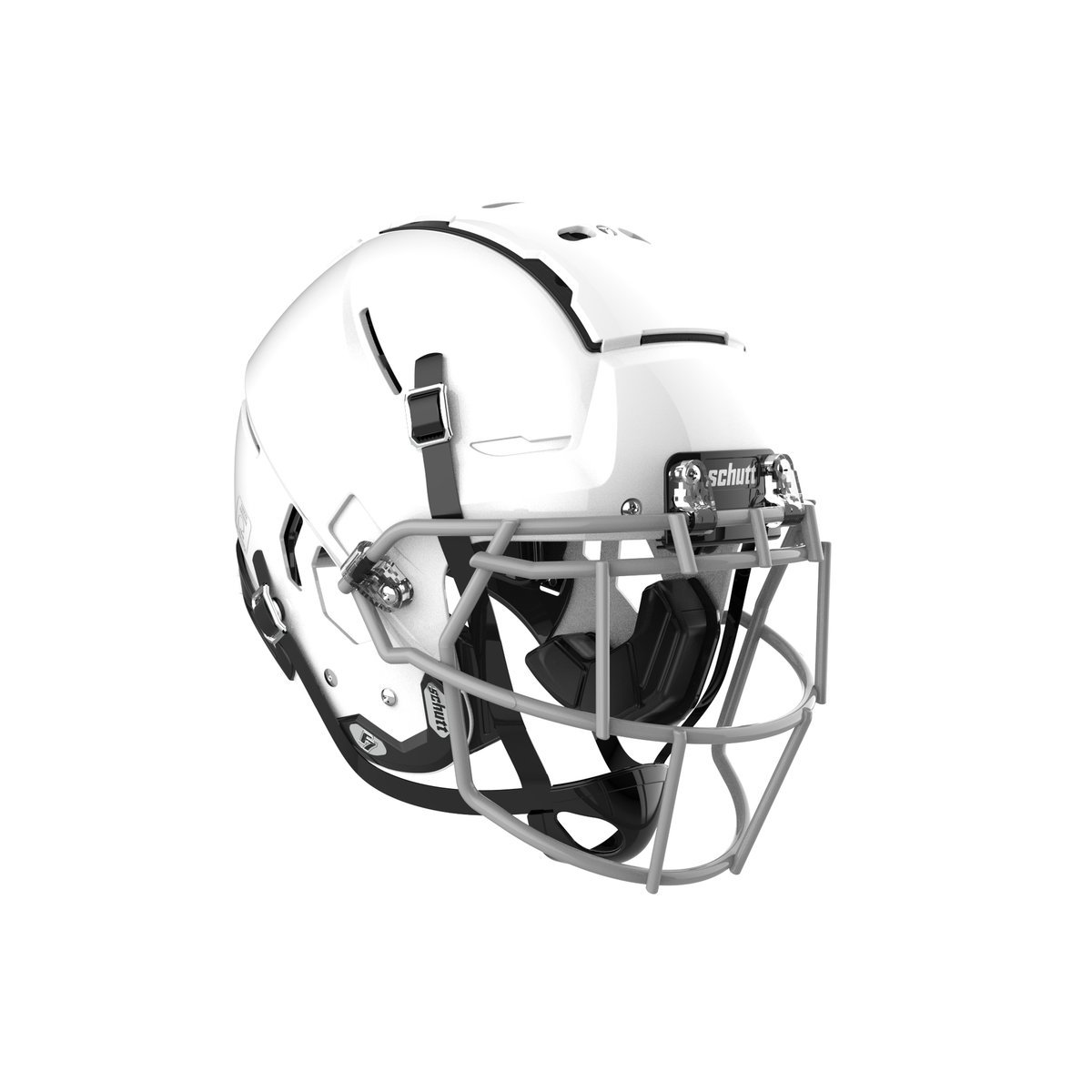 Schutt Youth F7 LX1 football helmet in white with gray facemask