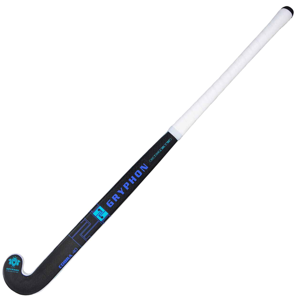 Gryphon Cobra Pro 25 field hockey stick with carbon fiber texture and curved head design