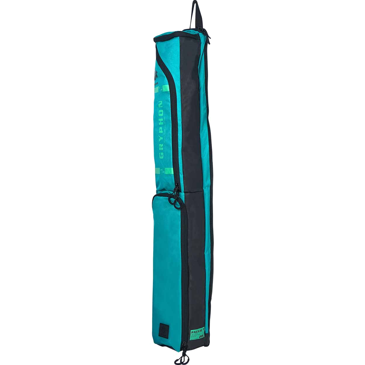 GRYPHON Paulie field hockey stick bag in teal with black trim, shoulder strap, and multiple storage compartments