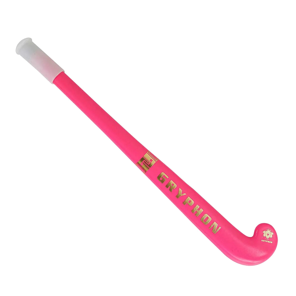 Gryphon mini field hockey stick pen in black with gold logo and white grip handle