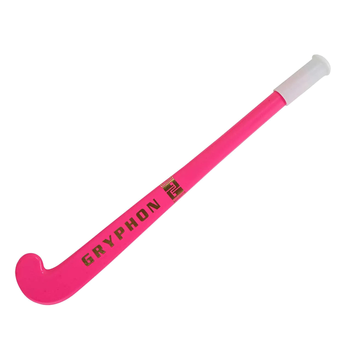 Gryphon mini field hockey stick pen in black with gold logo and white grip handle