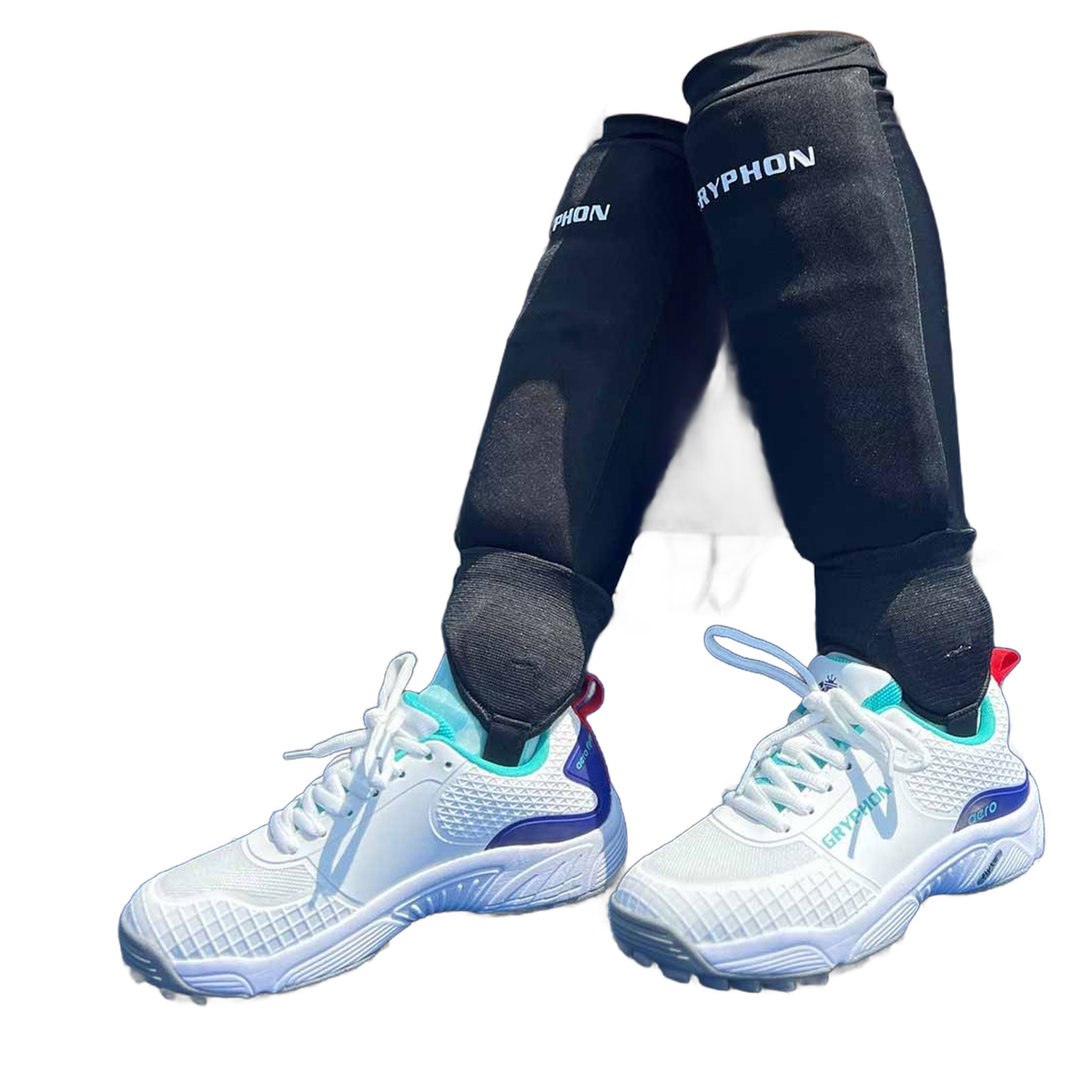 Gryphon Elite field hockey shinguards with lightweight protective padding and ankle support for secure fit