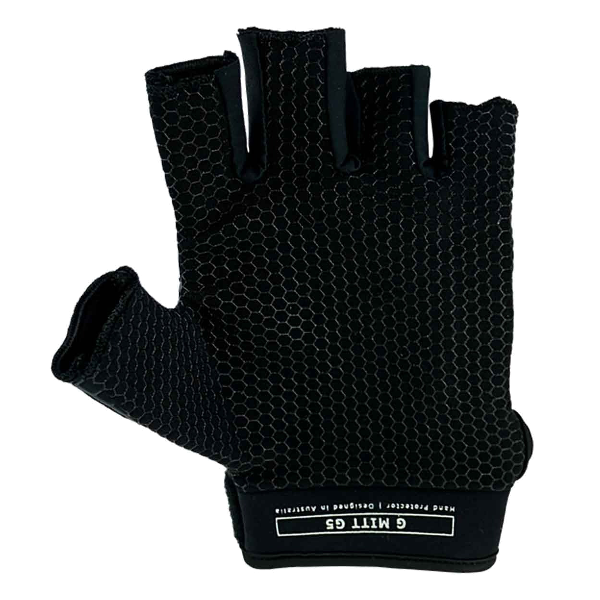 Gryphon G-Mitt G5 field hockey glove with padded backhand protection and open finger design