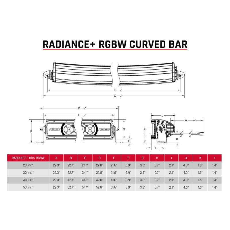 Rigid Industries Radiance+ Curved 20in. RGBW Light Bar - View 2
