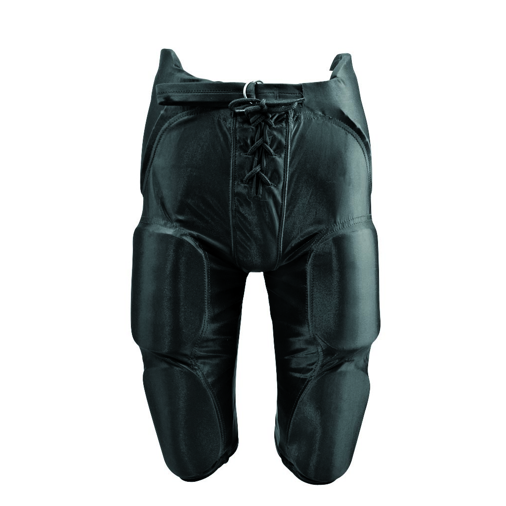 Martin Sports Integrated Dazzle Football Pants, 7 Pad Set Sewn In in Black Adult 2XL - Front View
