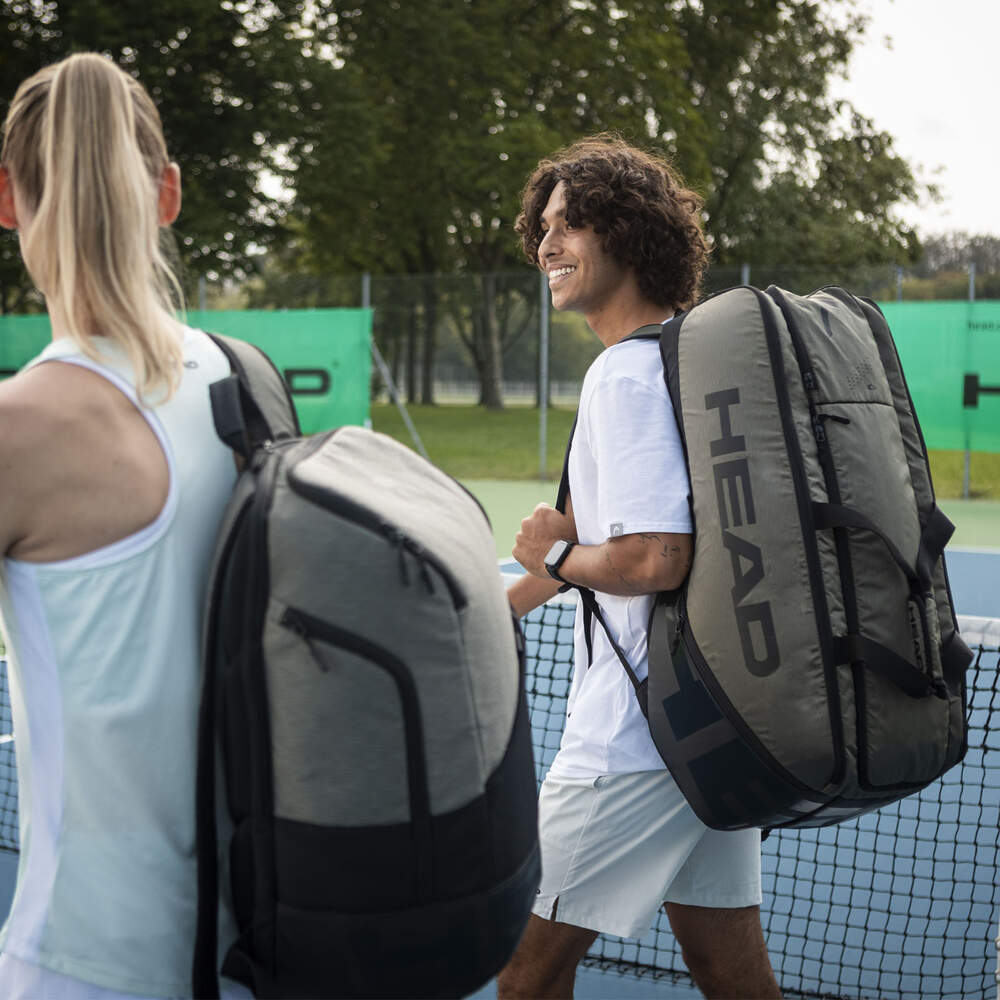 Lifestyle photo of pickleball and tennis bags
