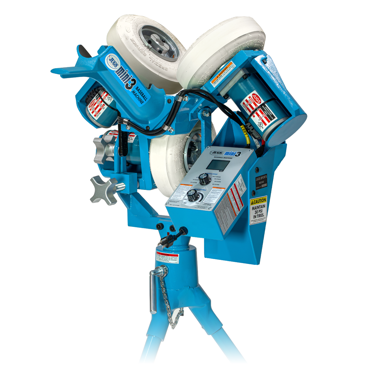 JUGS mini3 Baseball Pitching Machine - Front View