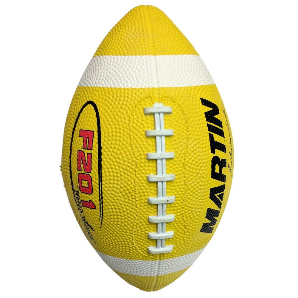 Martin Sports Rubber Football, Intermediate Size, Pebbled Grip in Yellow - Front View