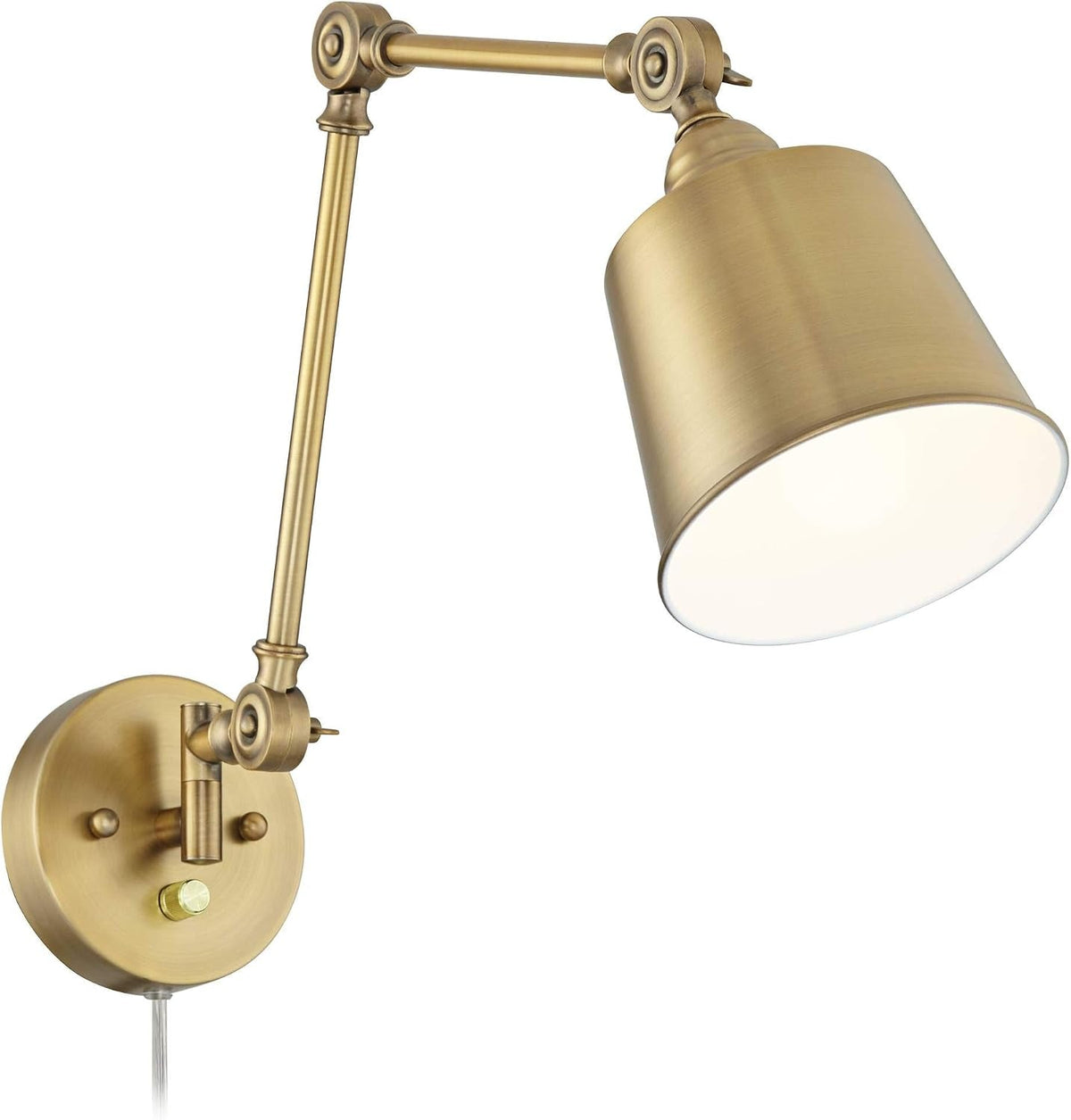 Antique Brass Swing-Arm Plug-In Wall Lamps, Set of 2 (Dimmable) - View 8
